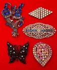 Lot of 5 BIG Vintage Costume Jewelry PINS
