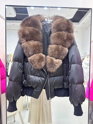 2026 Winter New Large Wool Collar Down Jacket Womens Loose Fashion Warm Fur Coat