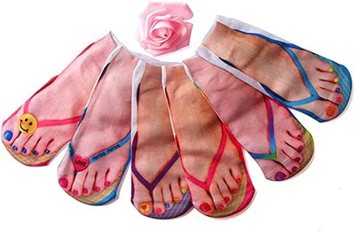 Unisex 3D Printed Ankle Socks - Flip Flop Design, Cute & Funny - Looks Like S...