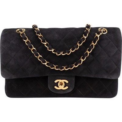 Chanel  Suede   Medium Double Flap Shoulder Bag Coco CC Tasche