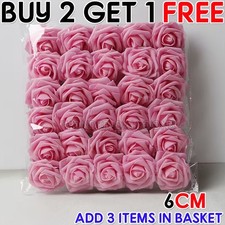 50 Pcs Large 6CM Artificial Flowers Foam Rose Heads Wedding Party Decor Bouquet