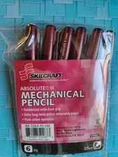 Skilcraft 0.7mm Ergonomic Mechanical Pencil Rubber Grip Push 3 Packs Of 6