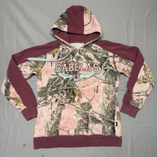 Cabelas Woodlands Pink Camo Hoodie Pullover Sweatshirt Womens L Hunting