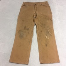 Dickies Trousers Mens 34x31 Brown Regular Duck Canvas Carpenter Work Pants Cargo