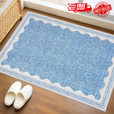 Door Mat Indoor Rugs for Entryway Small Throw Rug 2X3 Washable Non-Slip Solid Bl