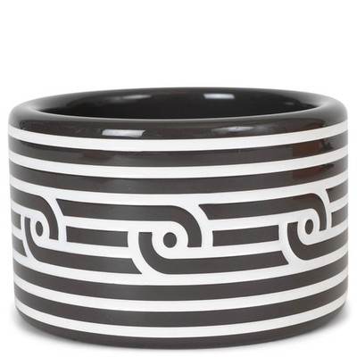 74187 auth HERMES black & white lacquered wood H DECO EXTRA WIDE Bangle Bracelet