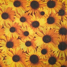Golden Sunflower Fabric 58" Poly-Cotton Blend Farmhouse Print By The Yard