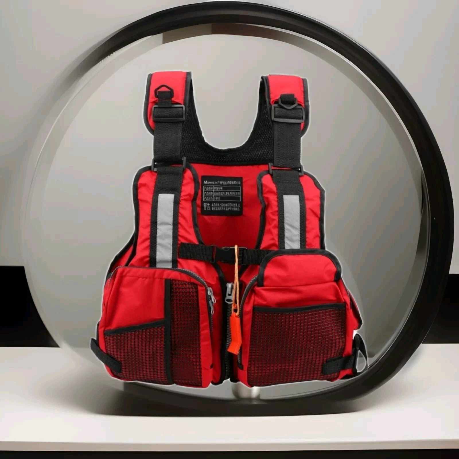 (Red)Adults Lifesaving Vest Life Jacket With Whistle Swimming Fishing Drift HR