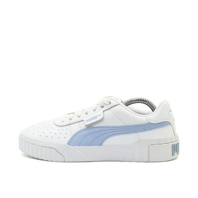 PUMA Damen Cali Sneaker Weiß/Hellblau Leder Low-Top Atmungsaktiv EU 37