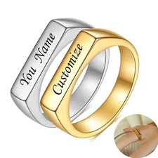 Custom Name Ring Engraved Jewelry Gold Silver Band Personalized Women Girls Gift