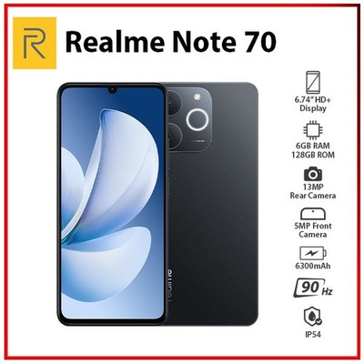 (New) Realme Note 70 6GB+128GB BLACK Global Ver. Dual SIM Android Mobile Phone