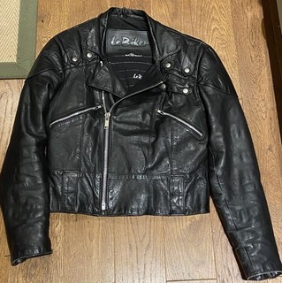 Vintage classic black Leather Le Biker Motorcycle Jacket 40”