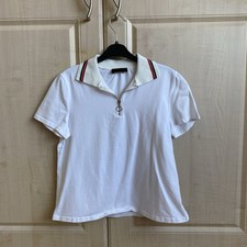 White Shein Polo Shirt With Zip Closing And Stripes On Collar Size S