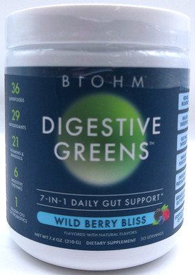 BIOHM Digestive Greens, Wild Berry Bliss, 7.4 Oz., Exp. 9/26