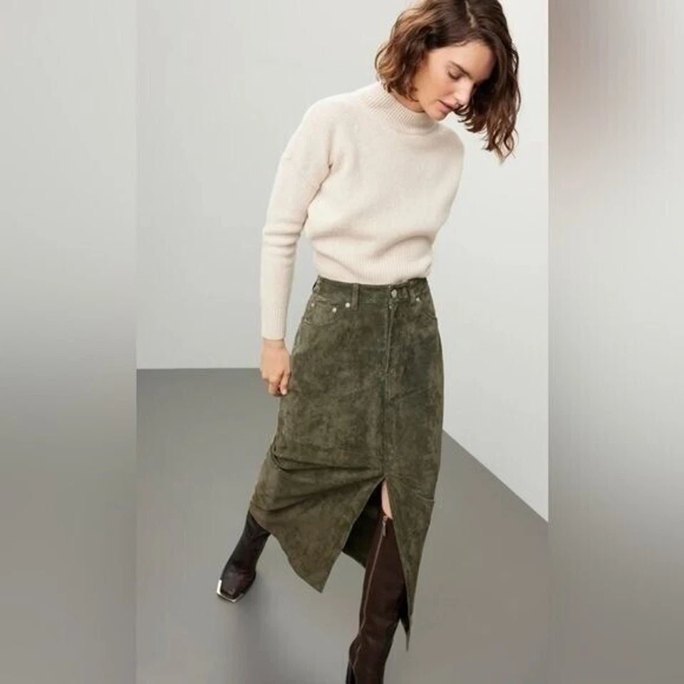 Falda RTR BLANKNYCHunter Frontal Abertura Talla 30 (10) Cintura Oliva Pana Abertura Alta Foto 4 de 4