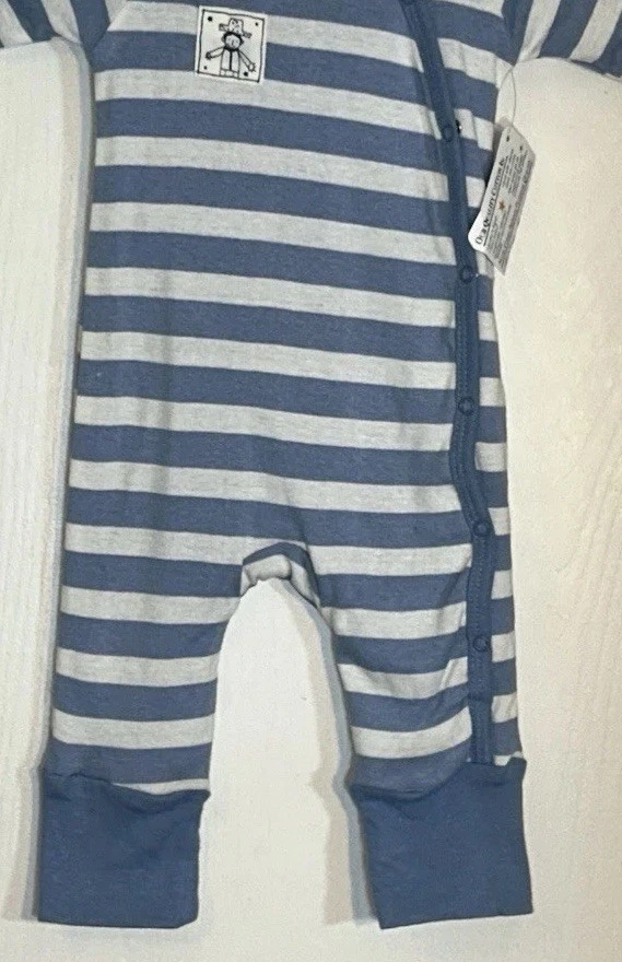 Under the Nile Baby Boy NB-3M One Piece Outfit Blue/White Long Sleeve/Pant Lined — 第 4/4 张图片
