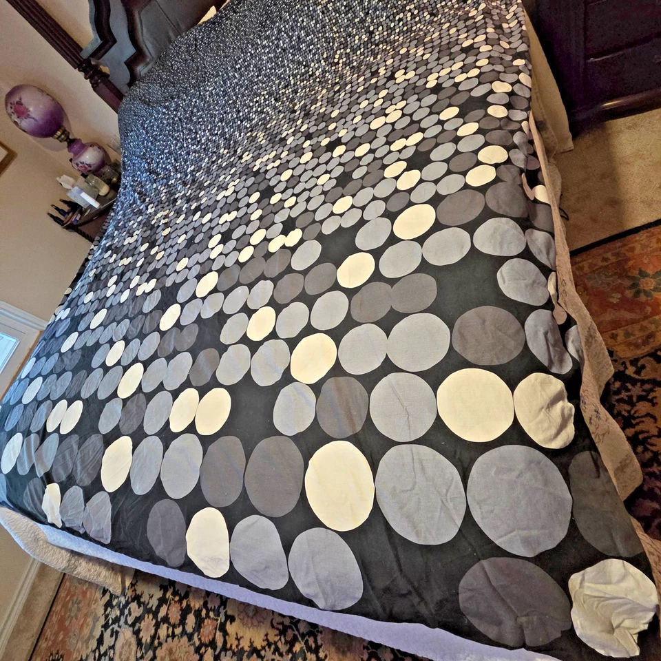 Funda nórdica Ikea Smorboll gris círculos lunares 100 % algodón 80 x 84 vintage Foto 4 de 4