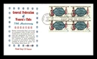 US COVER GENERAL FEDERATION OF WOMEN'S CLUBS FDC BLOCK OF 4 KHOL KRAFT CACHET
