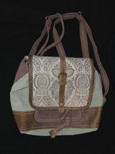 Myra Bag Solemon Boho Style Backpack - Rucksack - Purse Canvas Leather EUC