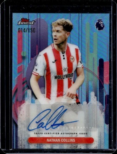 2025-26 Topps Finest Premier League Nathan Collins Auto Sky Blue Refractor #/150
