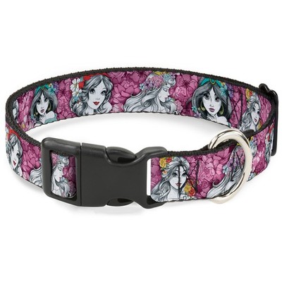 Plastic Clip Collar Princess Sketch Poses/Floral Collage Pinks/Grays (US IMPORT)