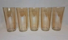 5 Vintage Jeanette Marigold Luster Carnival Glass 16 Oz Tumbler w/Panel Pattern