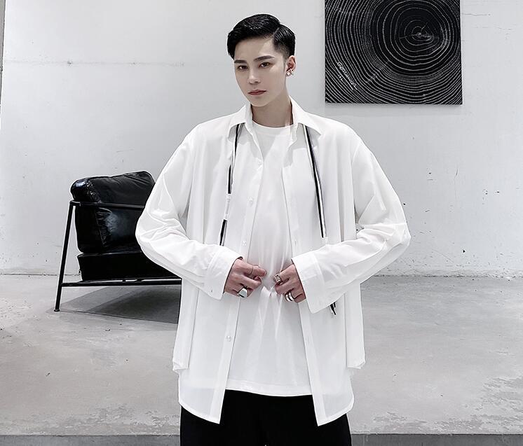 Men Loose White Shirt Youth Tops Autumn Fashion Punk Gothic