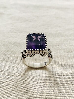 The Great Frog Square Purple Amethyst Ring (size L 1/2) (RRP