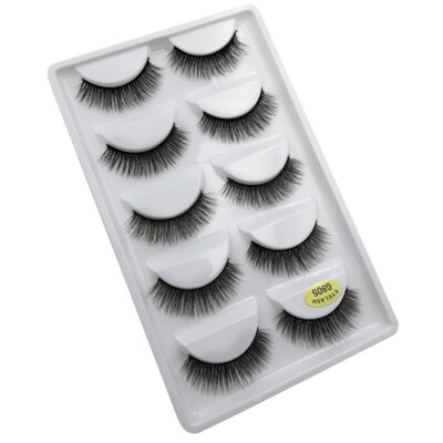 G805 5 Paar 3D Echthaar Wimpern 100% Mink Lashes Fake False Faux Eyelashes 