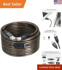 30 Feet USB 2.0 Printer Cable - Error-Free Data Transfer with Braided Protection