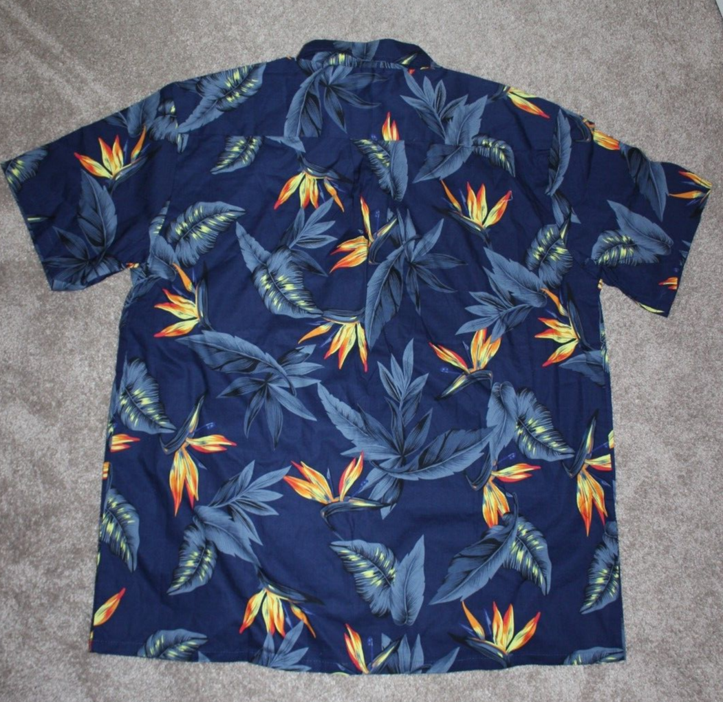 NWT Palmwave Hawaiian Blue Button Down Short Sleeve Shirt AOP Size 2XL