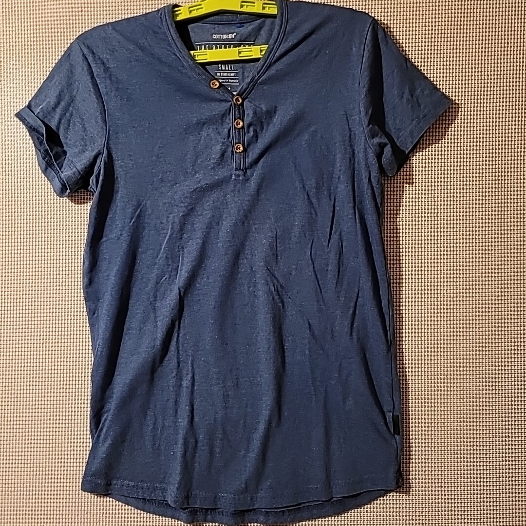 ALTRA T shirt uomo The Other Henley manica corta cotone ON 4 bottoni davanti blu taglia XL