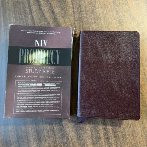 NIV 1984 Prophecy Marked Reference Study Bible - Burgundy Bonded Leather -OOP 84 - Picture 1 of 8