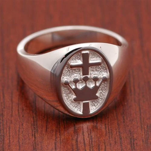 Christian Signet Ring Cross and Crown eBay
