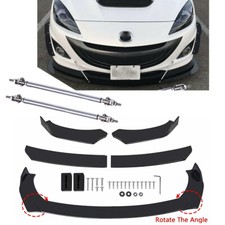 For Mazda 2 3 5 6 Glossy Front Bumper Lip Spoiler Splitter Body Kit Strut Rods