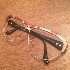 VTG PAOLO GUCCI ITALY Mosaic Cranberry Gold Eyeglass Frame Glasses Big Eye 60