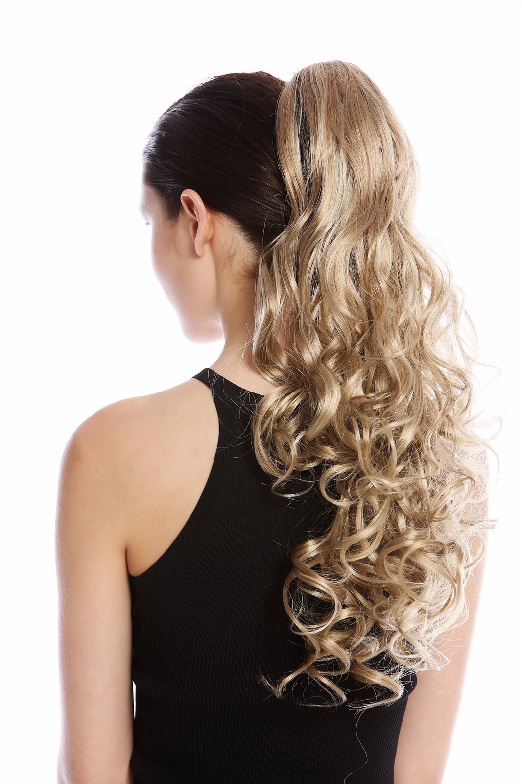 Long Curly Wet Look Ponytail Hairpiece Blonde Mix 55cm DM44-V