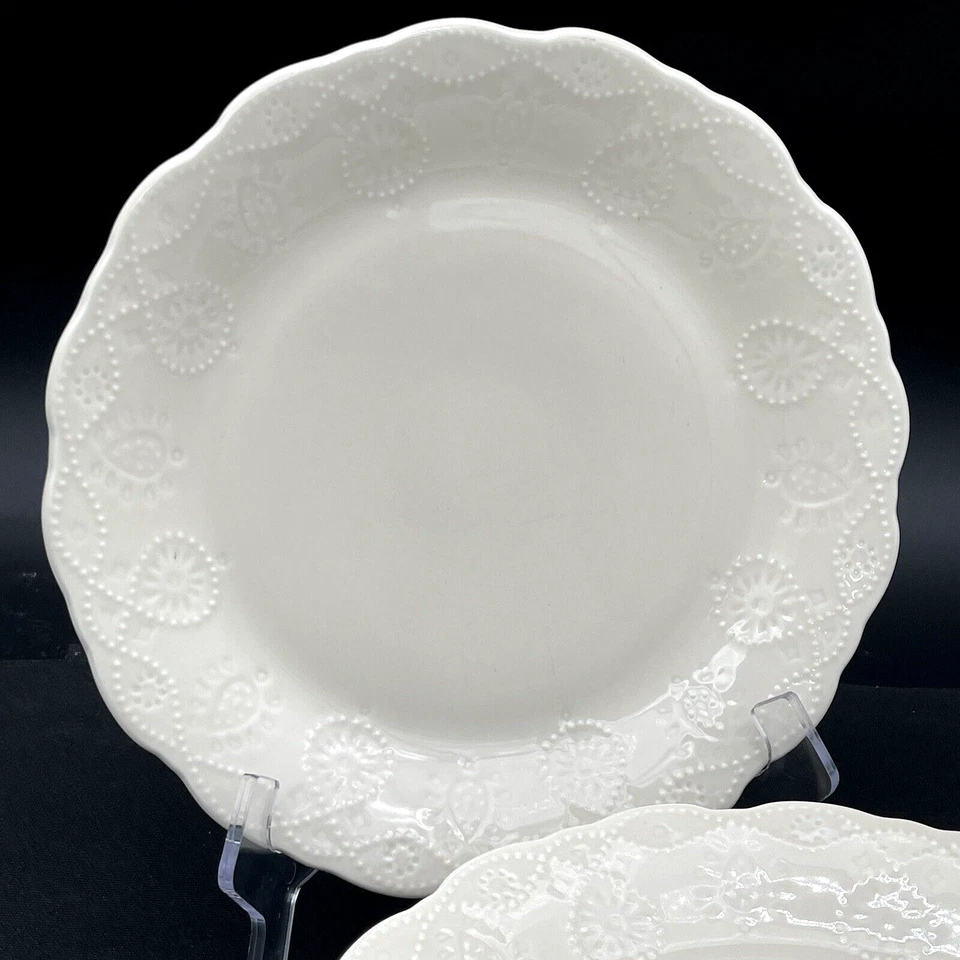 Juego de 5 platos de cena The Pioneer Woman vaquera encaje lino 10 3/4" blanco crema Foto 2 de 4