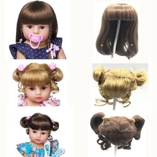 different Hair Style Silicone Reborn Hair Wig Long Curly Brown Golden Accessory - Imagen 1 de 25