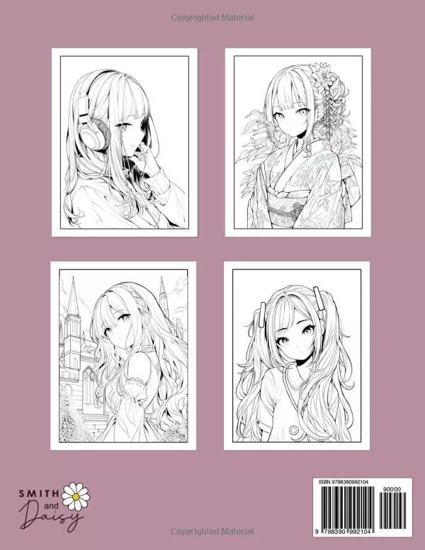 Anime Coloring Book for Teens: Beautiful Japanese Anime Girls Coloring  Pages for