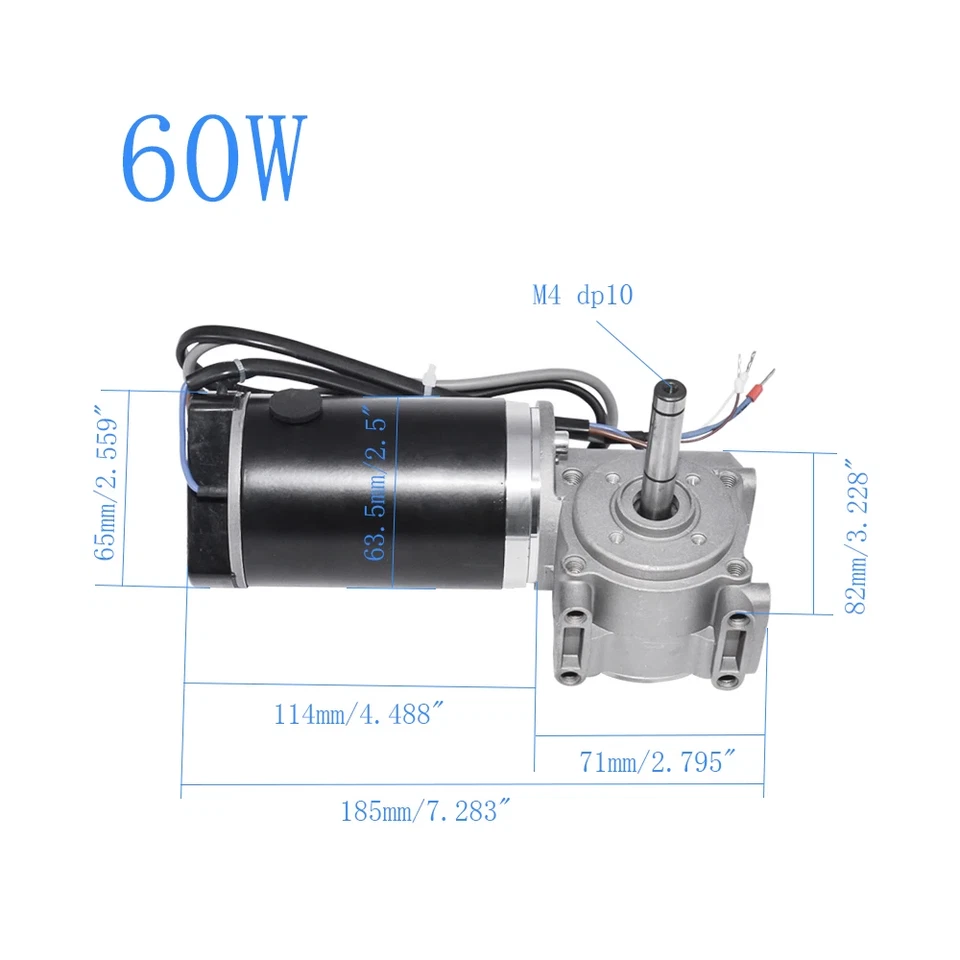 24V DC Worm Gear Motor Door Motor +Encoder 220rpm/250rpm Brushed Motor 60w/100w - Image 3 of 4