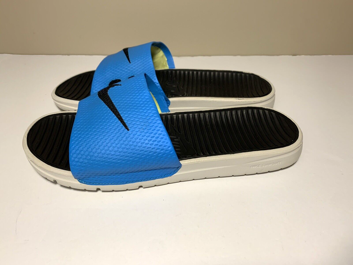 Nike Men's Size 8 Benassi Solarsoft Slides Black Blue 576427-400