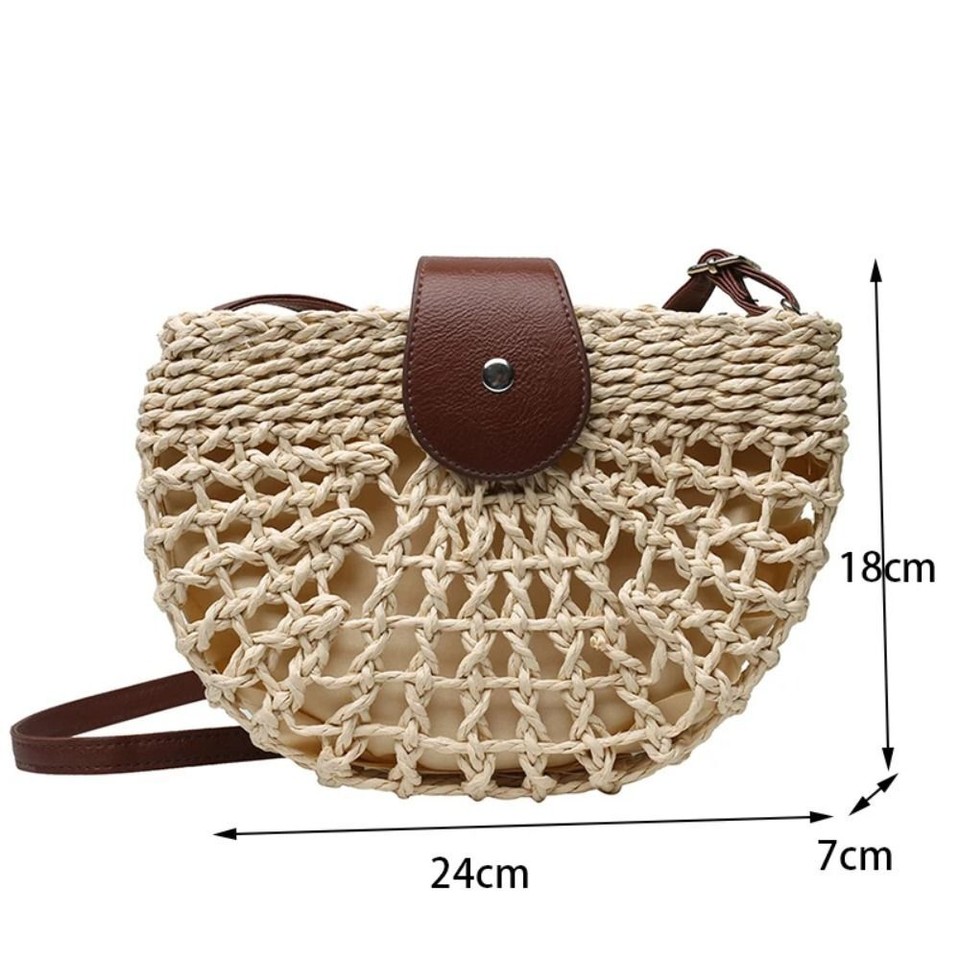 Rattan Handmade Semicircle Crossbody Bags Women Hollow Shoulder Bag eBay