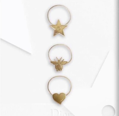 Dior Set of Three Gold Hair Ties (Heart, Star, and Firefly) Christian Dior Hair Tie Accessories Gold Set of 3 Bee Heart  main image 4