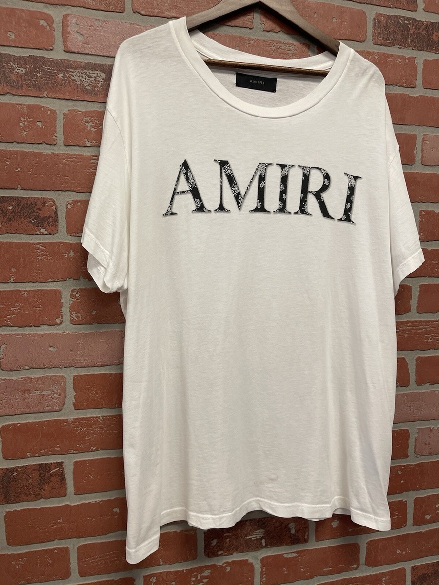 Size XXL - Amiri Bandana White T-Shirt Black Paisley Mens Gently