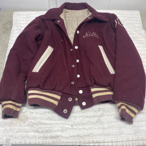 Vintage Maroon  Varsity Letterman Jacket - Afbeelding 1 van 10