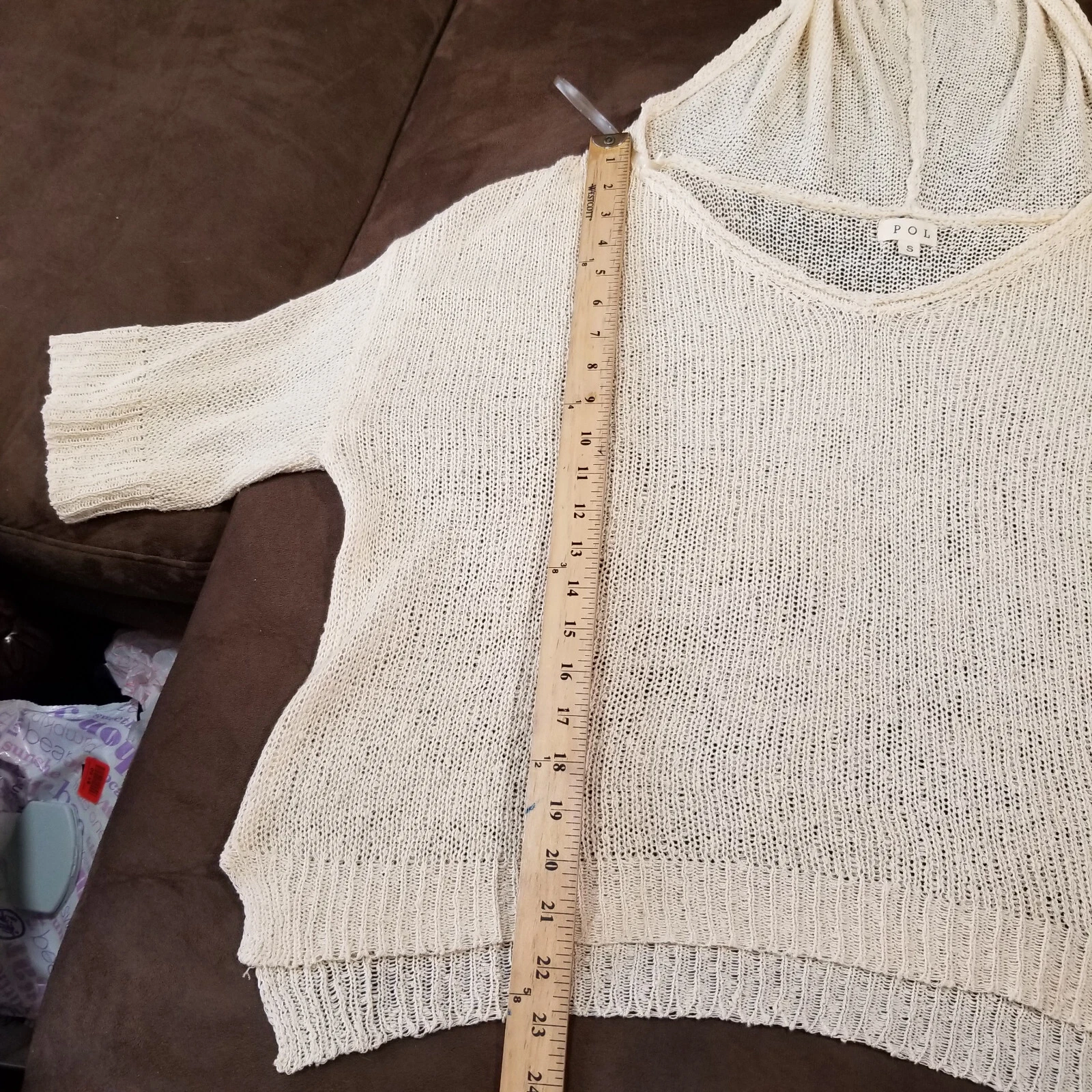 OFF WHITE ANTHROPOLOGIE POL MAGLIA APERTA FELPA CON CAPPUCCIO MAGLIONE STILE HST1 AVORIO SMALL