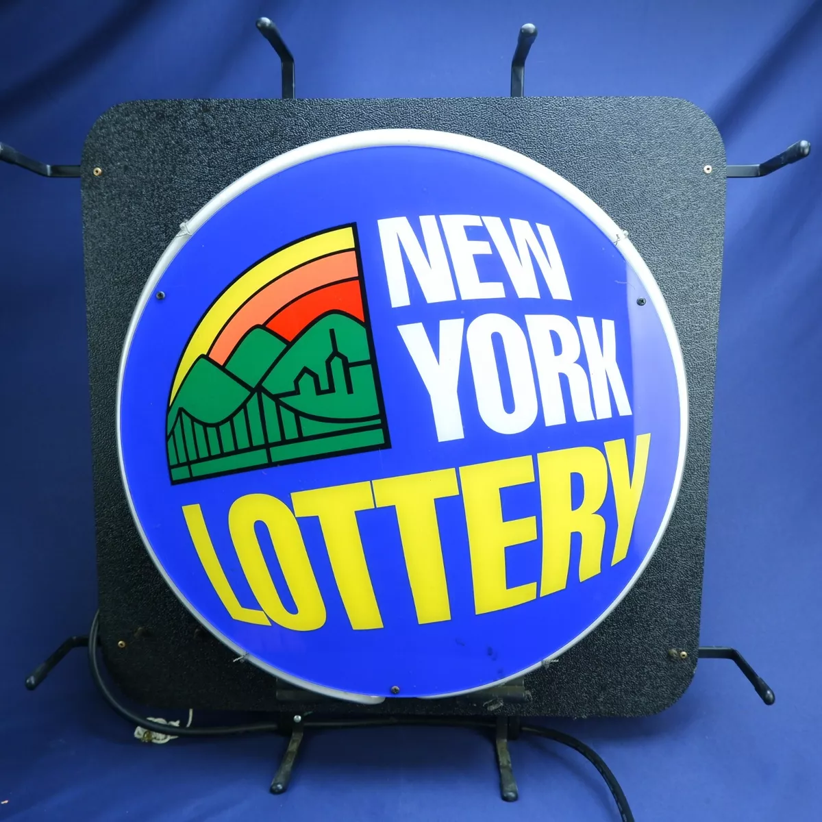 Vintage NEW YORK NY LOTTERY NEON SIGN Lamp Blue Lotto Zeon Man