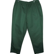 BLAIR Pants Large X 28.5" inch Green Cotton/Poly Pull On Elastic Waist pockets l