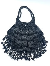 Bijoux Terner Beaded Purse Bag Black Party Formal Vintage Style EUC